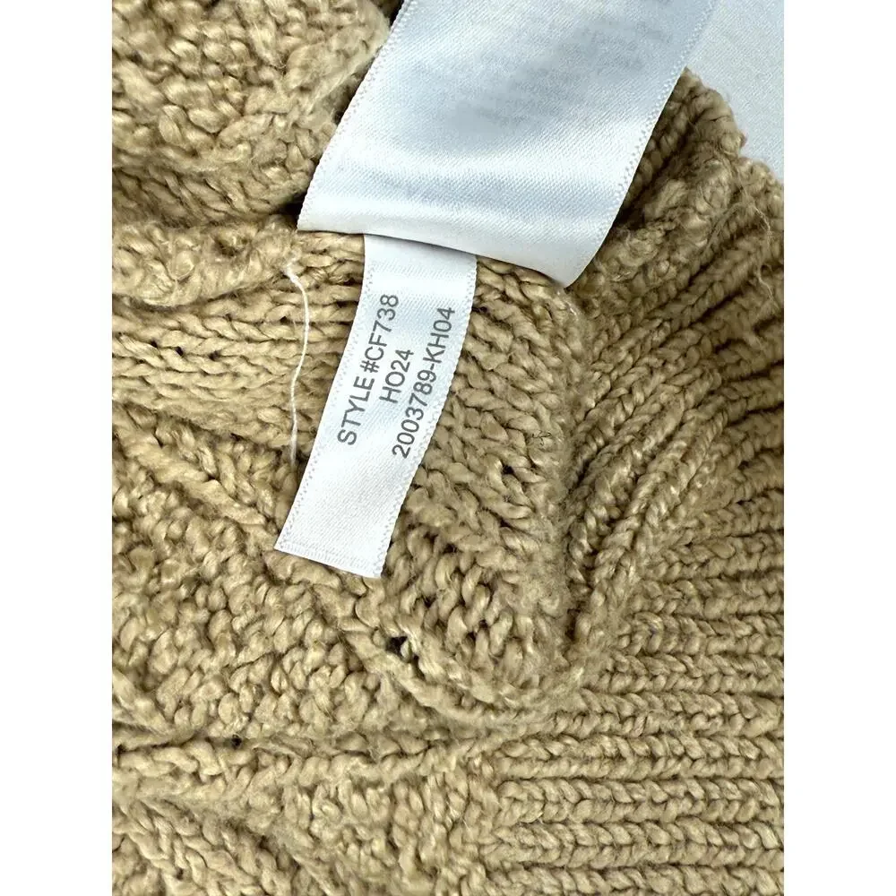 J. Crew Women’s Mock neck Cable Knit Sweater Cotton Blend Cashew Size M